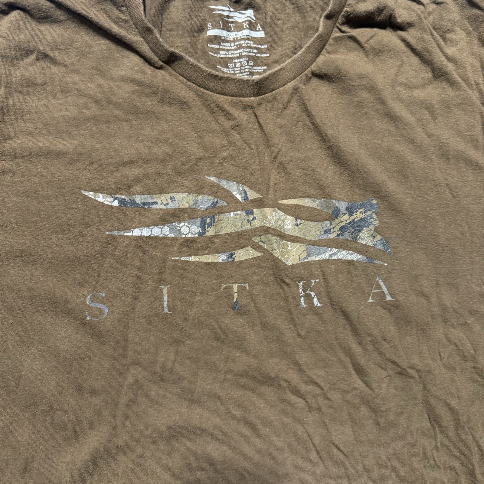 2XL Sitka Gear Shirt Brown Short Sleeve Crewneck Spellout Logo Tactical Hunt XXL gallery