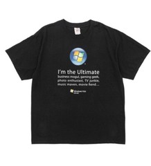 Vintage / NEW Windows Vista Computer Logo Gaming Geek Black Tee Shirt