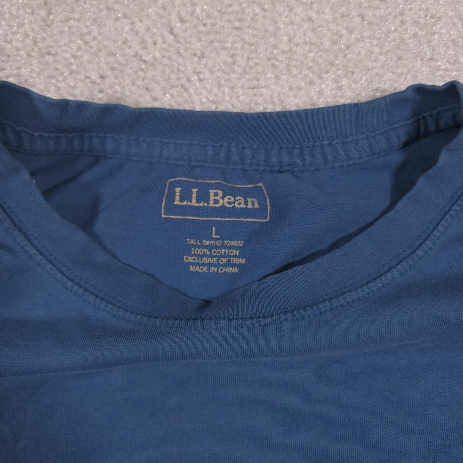 L.L. Bean Shirt Mens Large Tall Blue Long Sleeve Crewneck Tagless Tee Casual gallery