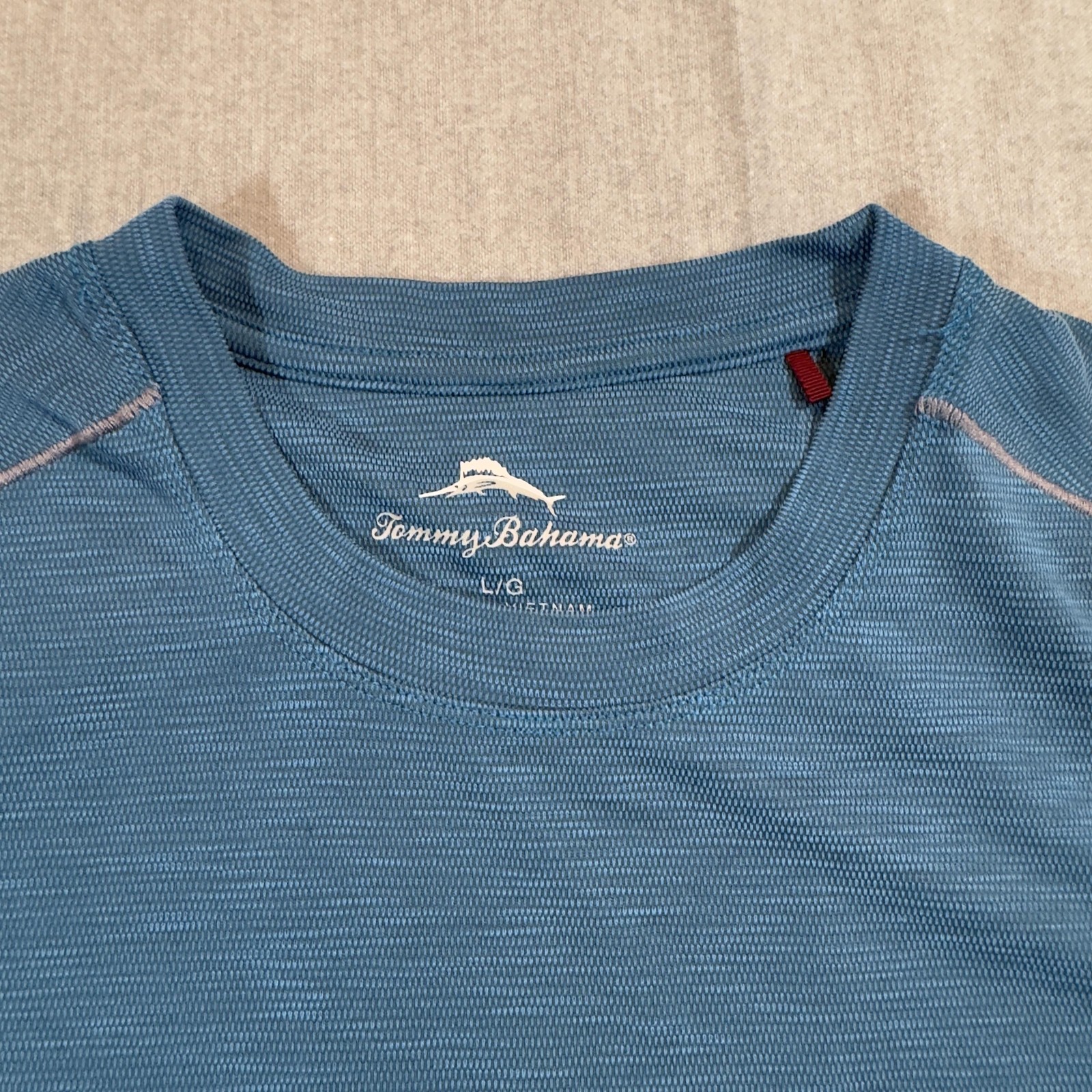 Tommy Bahama Shirt Mens Large Blue Lightweight TENCEL Polyester Performance Tee gallery