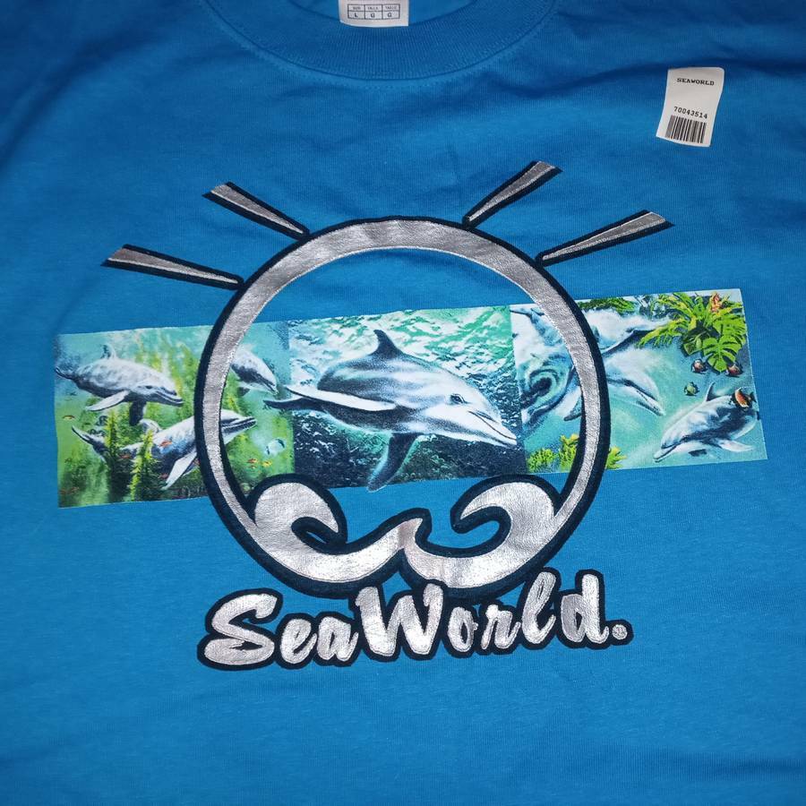 Sea World Theme Park Dolphins Aqua Ocean Blue Rare NEW Large L T-Shirt gallery