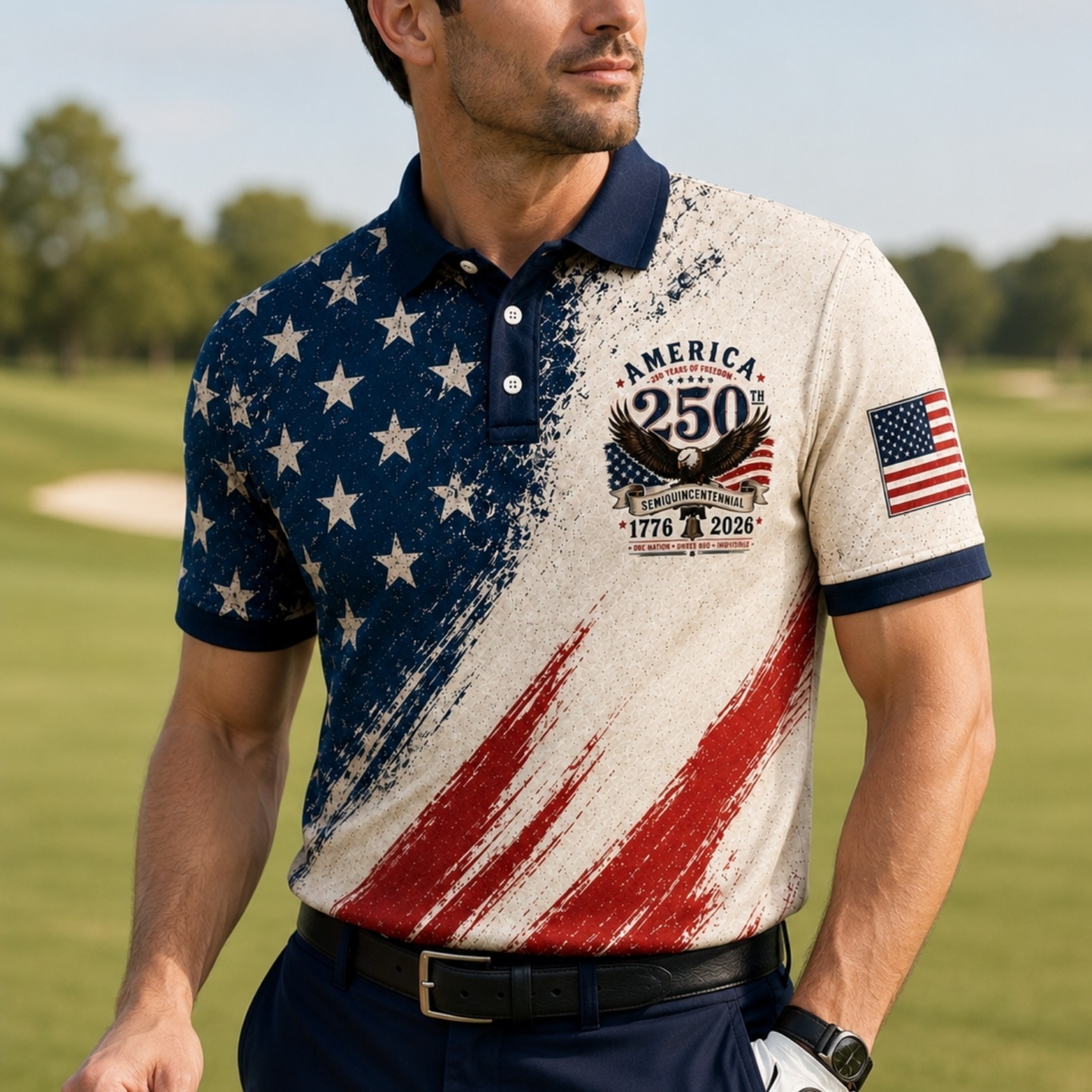 USA 250th Anniversary Polo Shirt, American Flag 1776–2026 Patriotic Polo (S-5XL) gallery