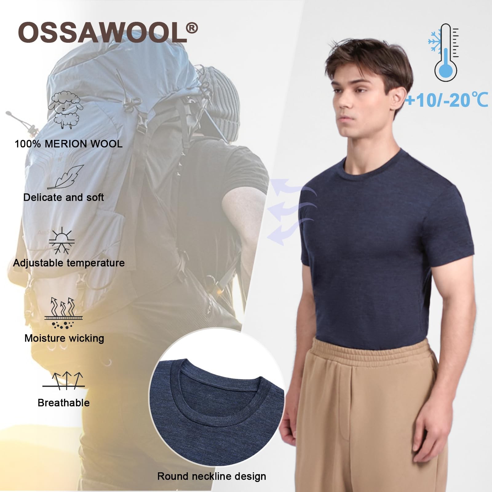 Men's Merino Wool T-Shirt – Ultra Soft, Odor Resistant, Temperature Control &... gallery