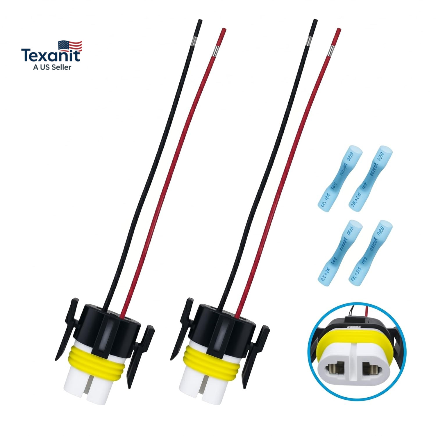 High Temperature Ceramic Wiring Harness Socket (2-Pack) Compatible with H11 H8 H