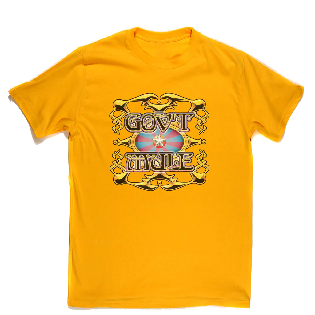 Vtg Gov’t Mule Band Gift For Fans Heavy Cotton Yellow Full Size Shirt JU294