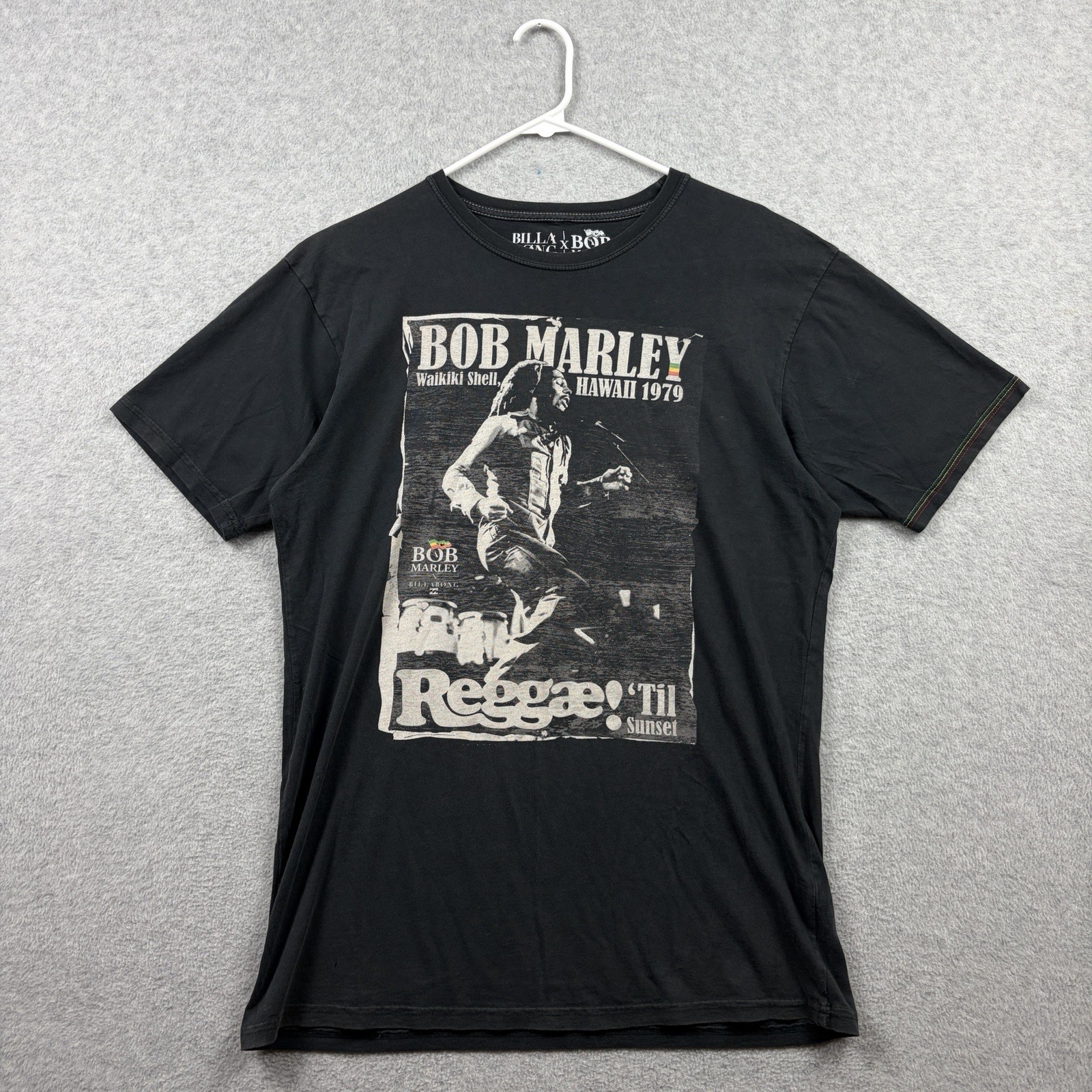 Billabong x Bob Marley T Shirt Mens Large Organic Cotton Graphic Concert Tee