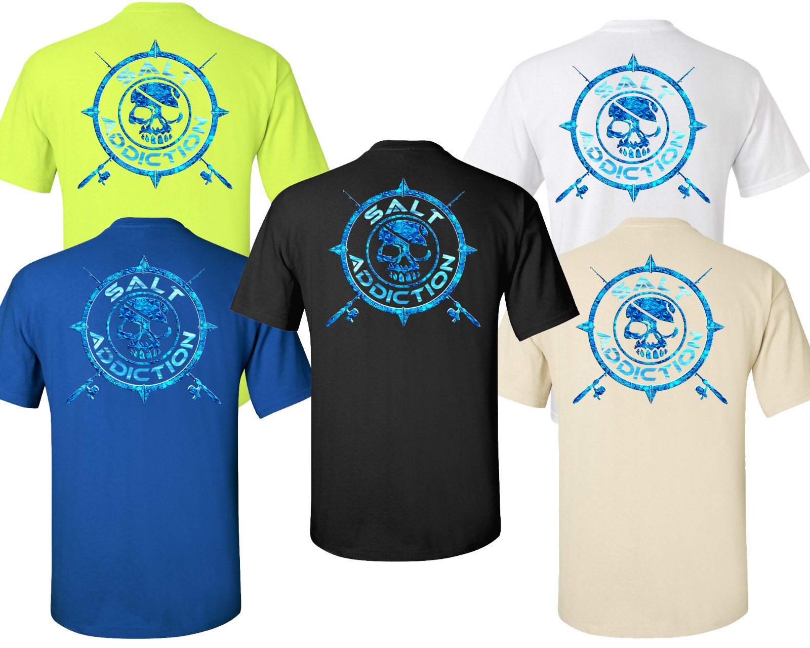 Salt Addiction Nautical compass Logo Fishing Short Sleeve T Shirt Ocean gallery