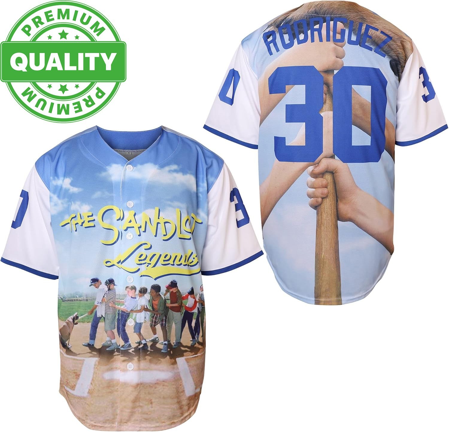Rodriguez 30 The Sandlot Legends Memory Baseball Jersey Kids Size 1H1044