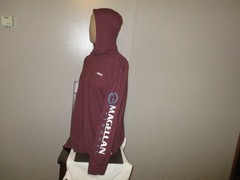 MEN Magellan OUTDOORS Classic Fit Hooded Long Sleeve Pull Over Shirt XL FREE S+H