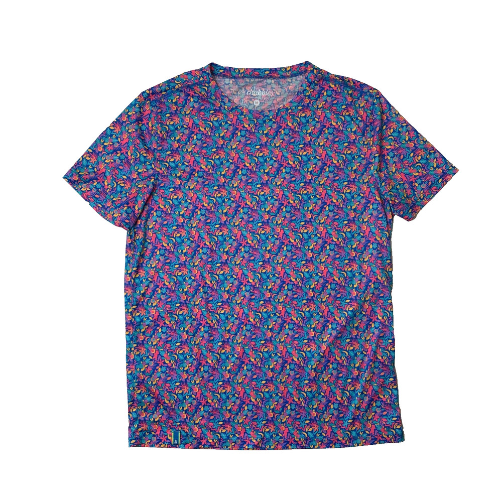 Chubbies Shirt Mens M Medium All Over Printed Tropical Floral Short Sleeve Crew