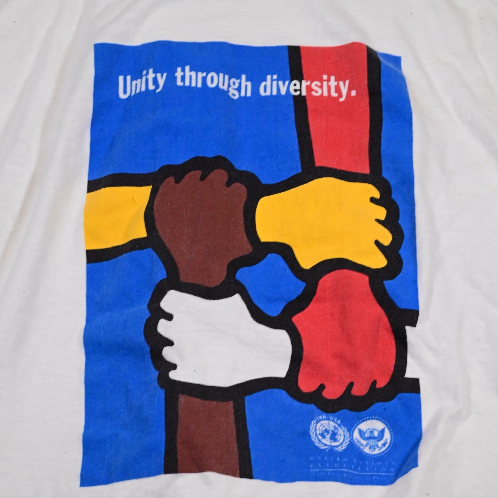Vintage UN Single Stitch “Unity Through Diversity” T Shirt Beefy Hanes XL gallery