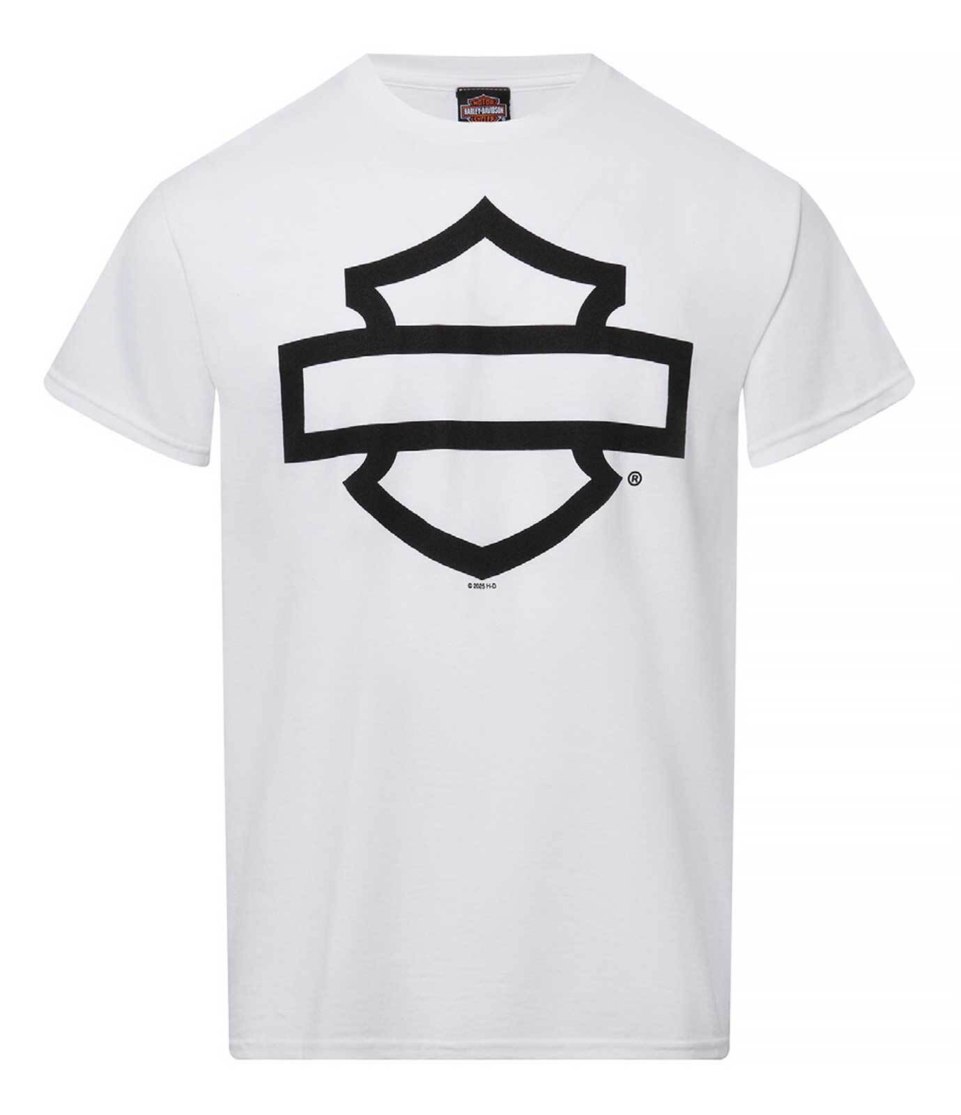 Harley-Davidson Men's Open Bar & Shield On White Short Sleeve Crew-Neck T-Shirt gallery