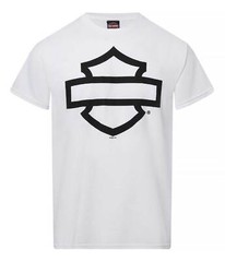 Harley-Davidson Men’s Open Bar & Shield On White Short Sleeve Crew-Neck T-Shirt