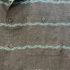 Billabong Button Up Shirt Mens Medium Gray Teal SW Chevron Stripe Surfer Skater