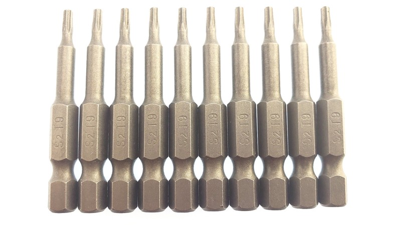 Torx T9S T9 Security Screwdriver Drill Insert Power Bit 10 Pack with hole
