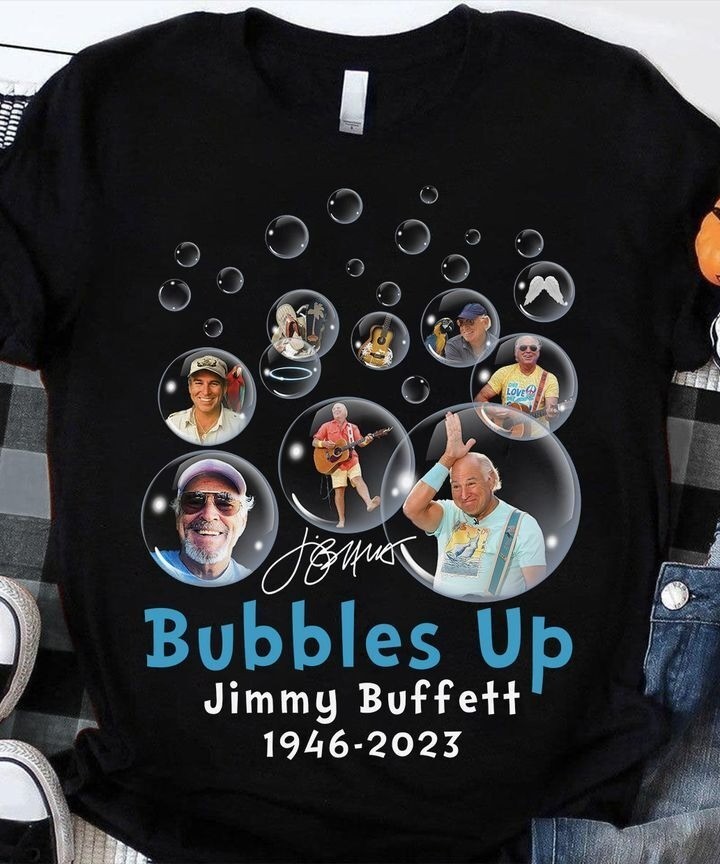 Rare Jimmy Buffett 1946 2023 Bubbles Up Thank You Memories Black 20D1229