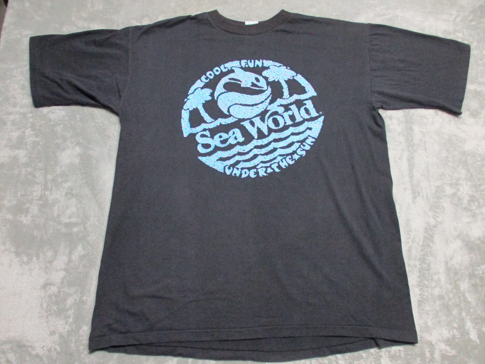 Vintage Sea World Seaworld Shirt Mens XXL Black Blue Retro Killer Whale Orca 90s
