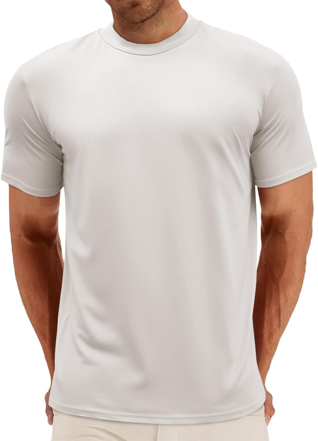 Mens Summer Short Sleeve Mock Turtleneck Tee Casual Basic Pullover Top gallery
