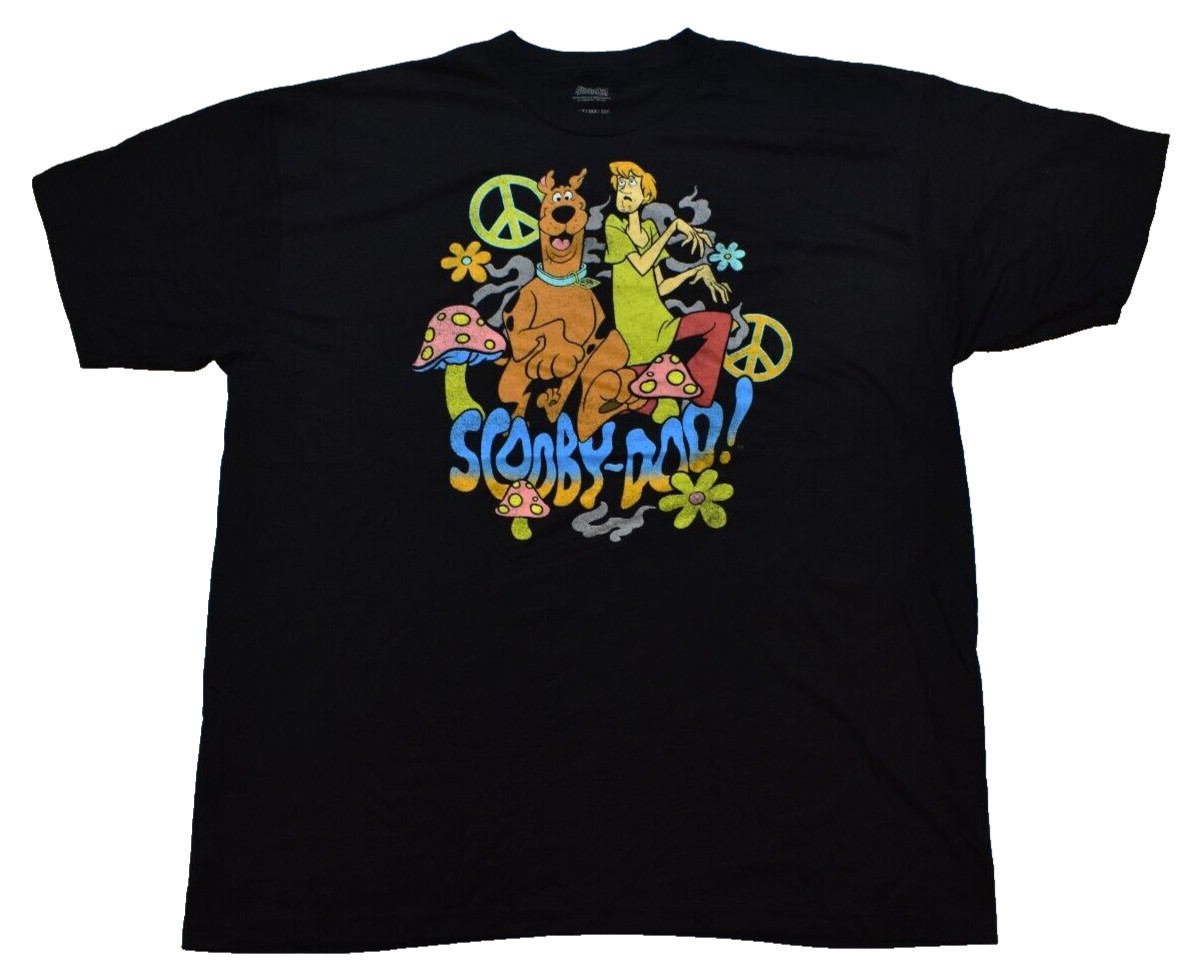 Scooby-Doo! Mens Big & Tall Scooby Shaggy Peace Mushrooms Flowers Shirt New 3XLT