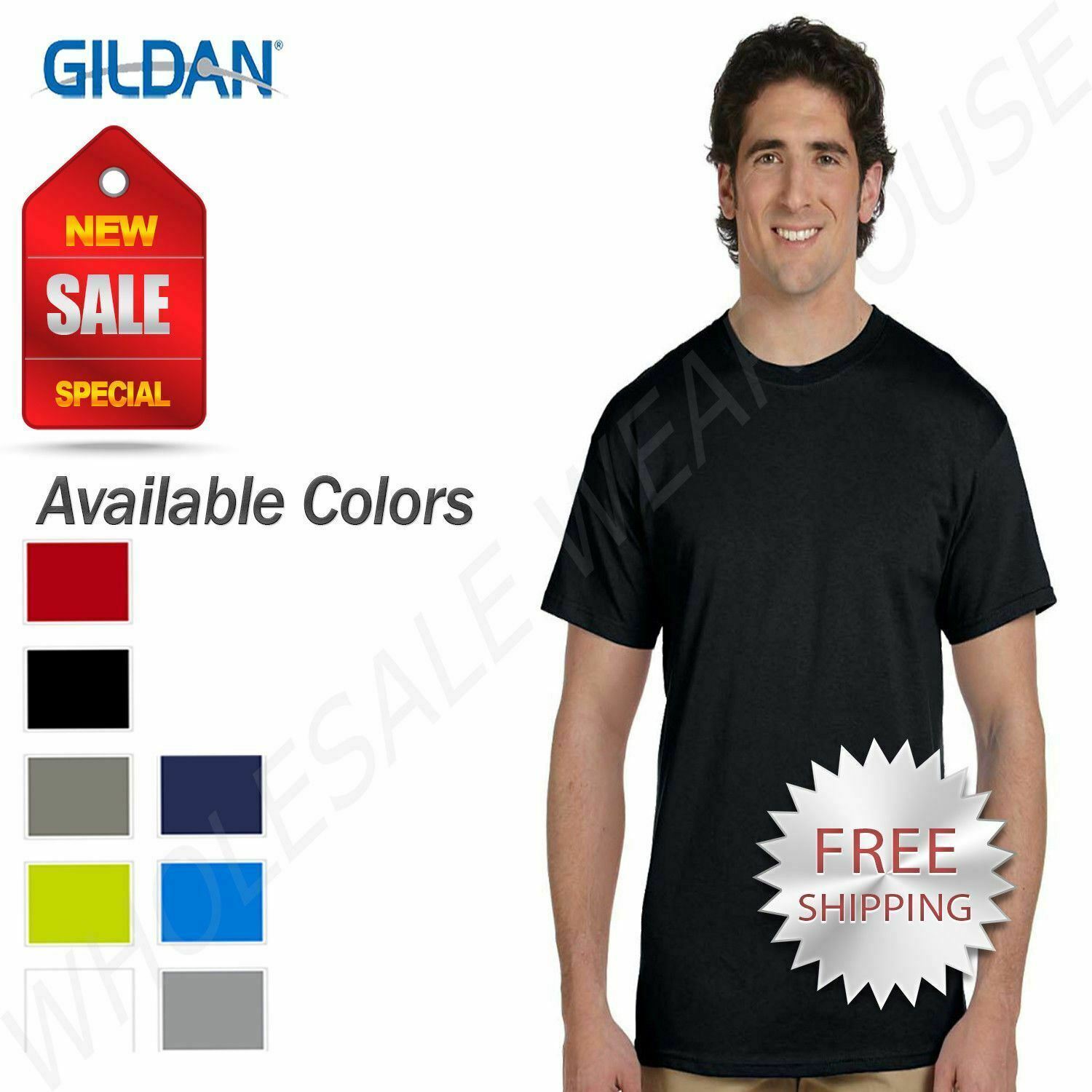 Gildan Men's New TALL TEE 100% Cotton Short Sleeve T-Shirt XLT 2XLT 3XLT G200T gallery