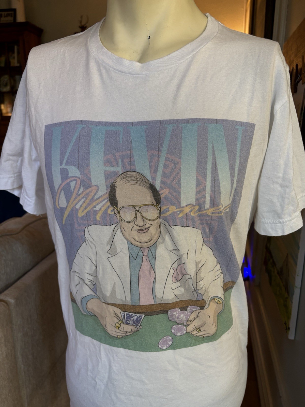 Licensed The Office Kevin Malone 80’s Poker Player T-shirt Adult Large EUC gallery