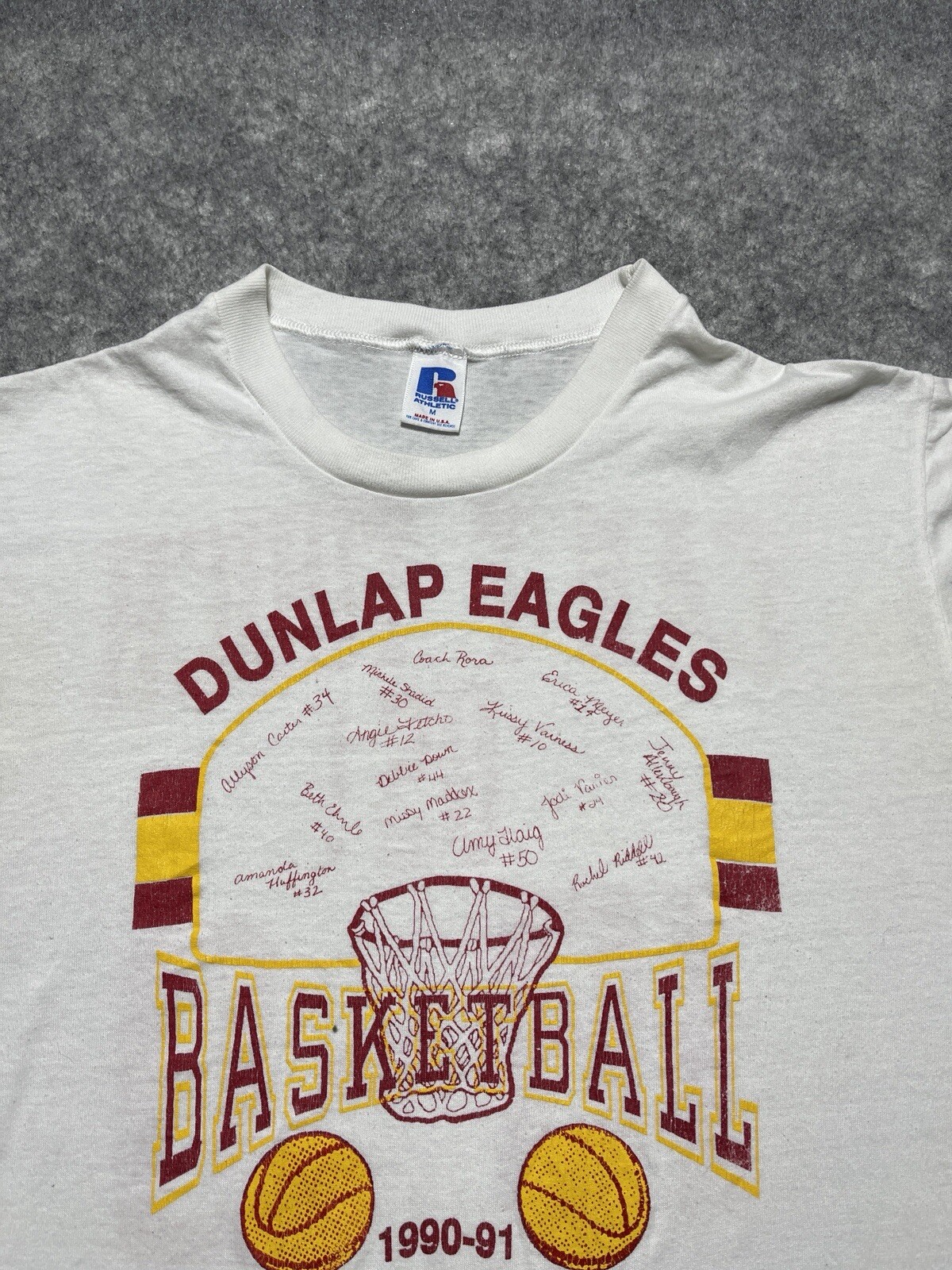 Vintage 1990-91 Dunlap Eagles IL 18-0 HS unbeaten Basketball Team Girls M Shirt gallery