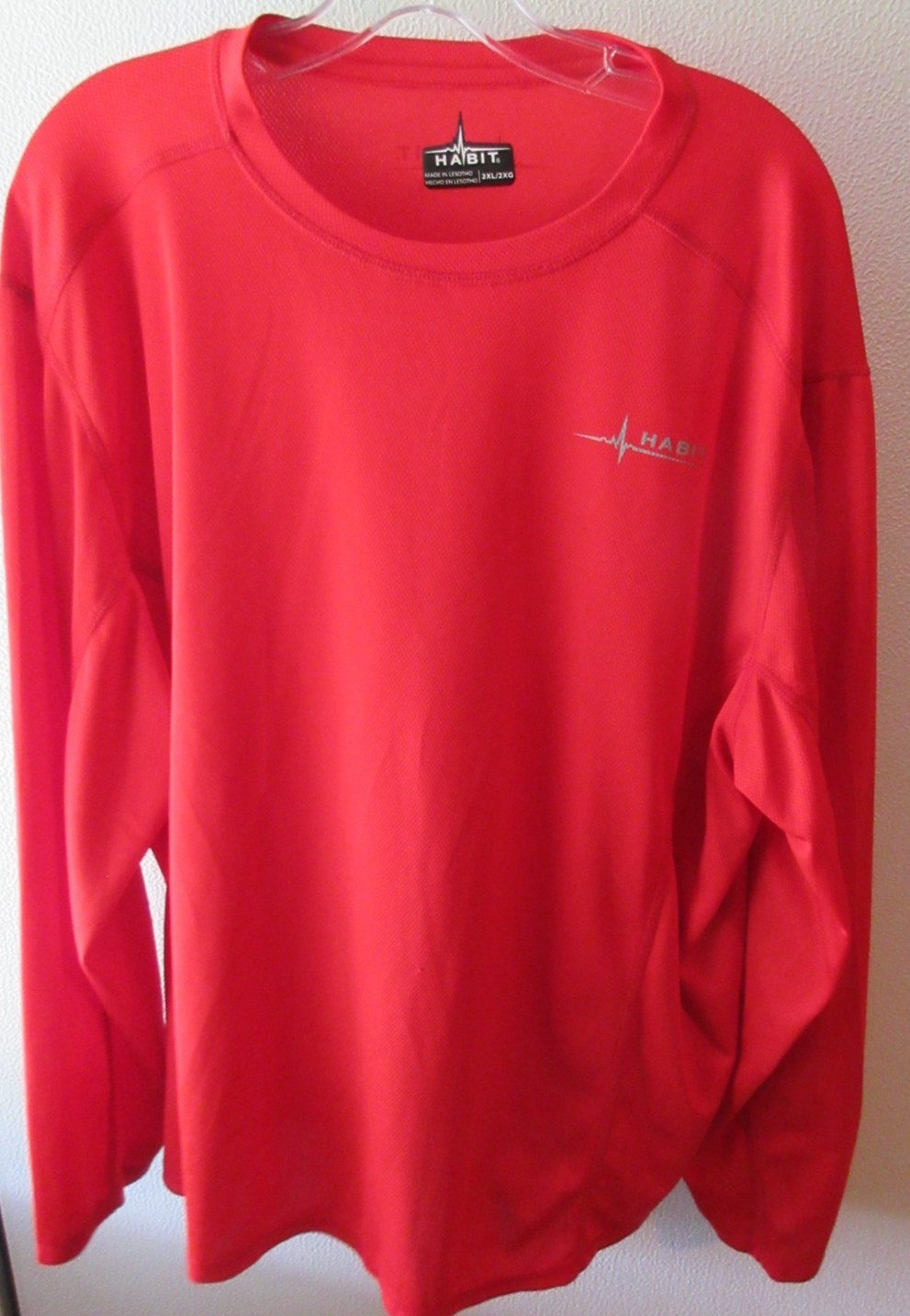 Mens HABIT Red Goji Berry 2XL Crew Neck Long Sleeve T Shirt Pullover Activewear