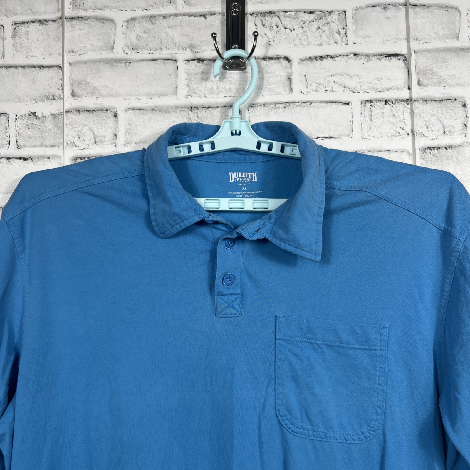 Duluth Shirt Mens XL Longtail Short Sleeve Polo Blue Workwear Casual gallery