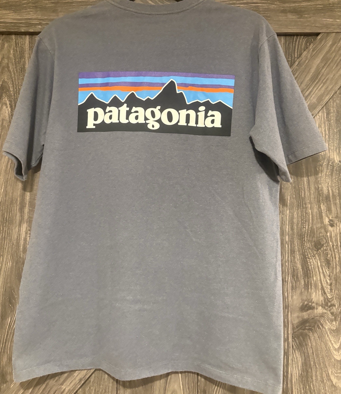 Patagonia T-Shirt Men’s Size Small Back Spell Out Classic Outdoor Grey gallery