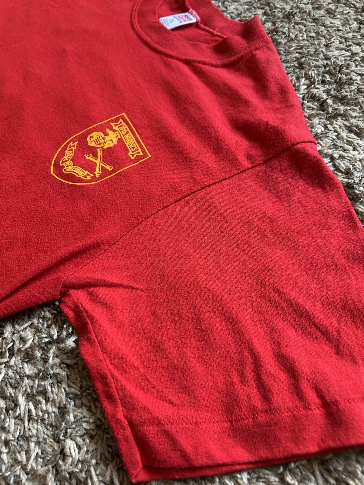 Vintage 10th Marines Arm Of Decision Soffe Shirt Red Large USA Single stitch gallery