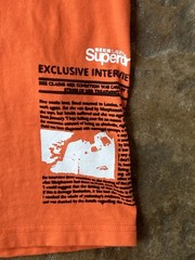 SUPERDRY Orange Newspaper Ransom Note Style Logo Print T-Shirt 2003 Men’s M / L