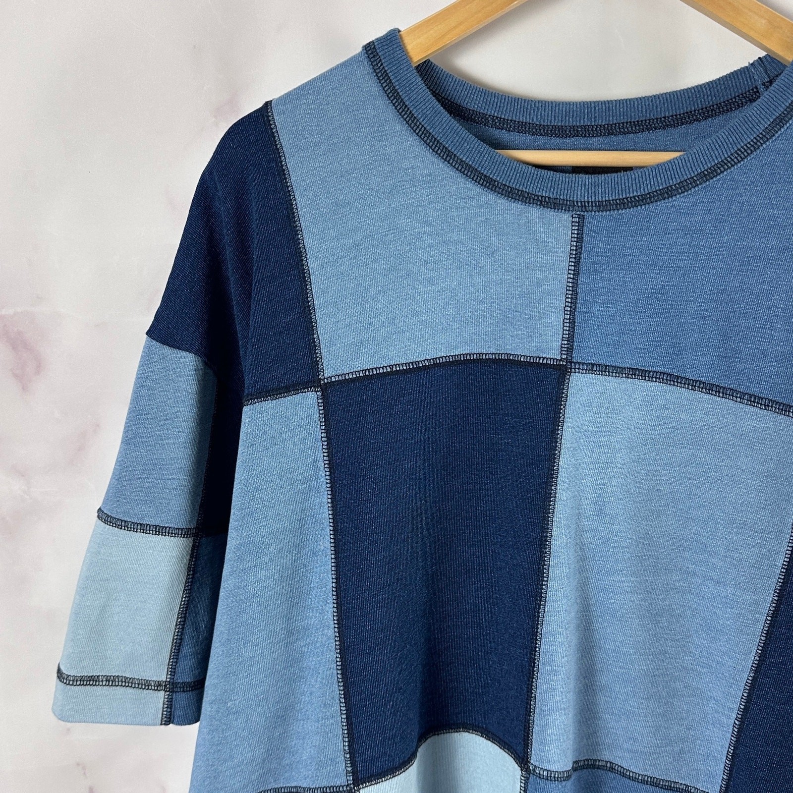 Sean Wotherspoon Gap Shirt Japan Exclusive Indigo Patchwork Cropped Tee L SWJP gallery
