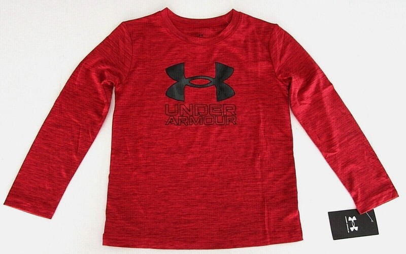 Under Armour Boys Heat Gear Red Marled Long Sleeve Shirt Y6 & Y7 NWT