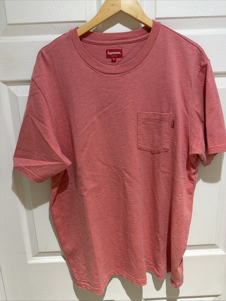 Supreme Pocket Tee 2017 Dark Rose Clay Heavy Cotton Box Logo Pink Size XL