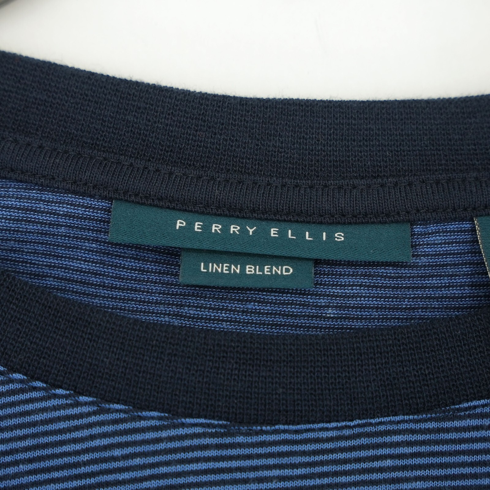 Perry Ellis Men's Short-Sleeve Shirt XL Blue Black Striped Pocket NWT gallery