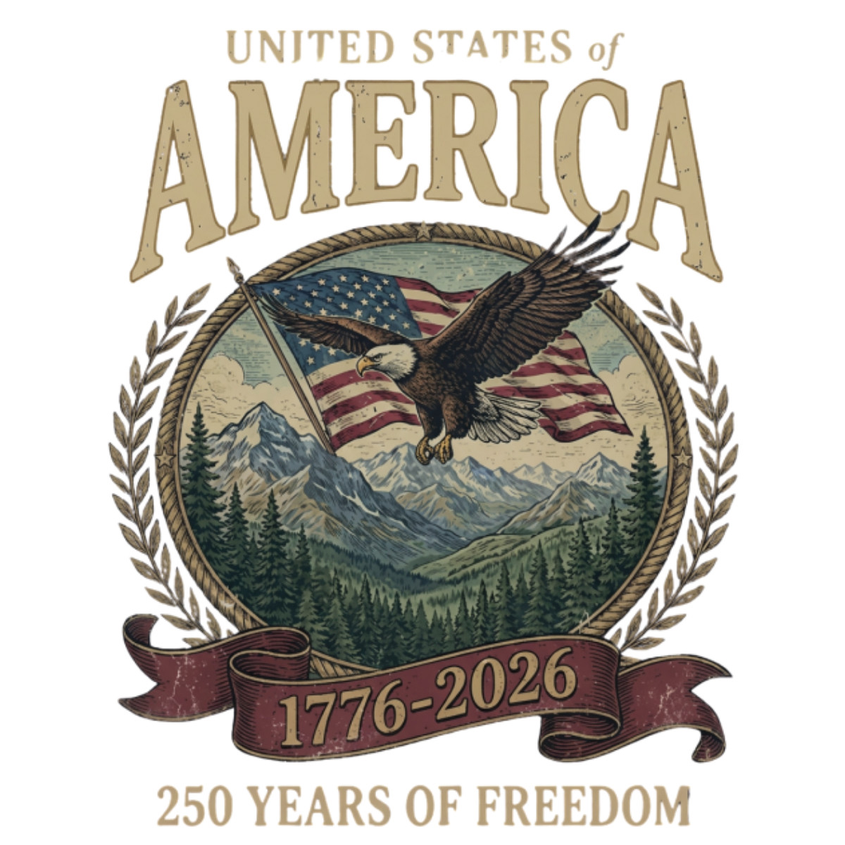 USA 250th Anniversary Vintage Graphic T-Shirt 1776-2026 gallery