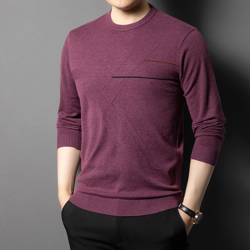 Anti-Pilling High-End Knit Men Pullover Sweater Jumper New Lightweight Round Nec gallery