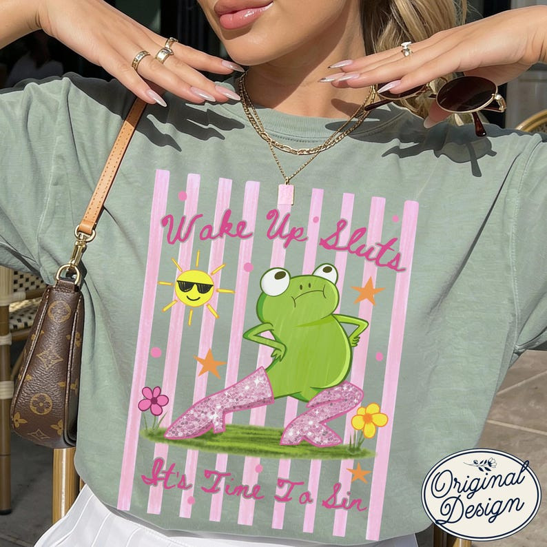Wake Up Sluts It's Time To Sin Frog Shirt Funny Girls Trip Party Graphic Tee gallery
