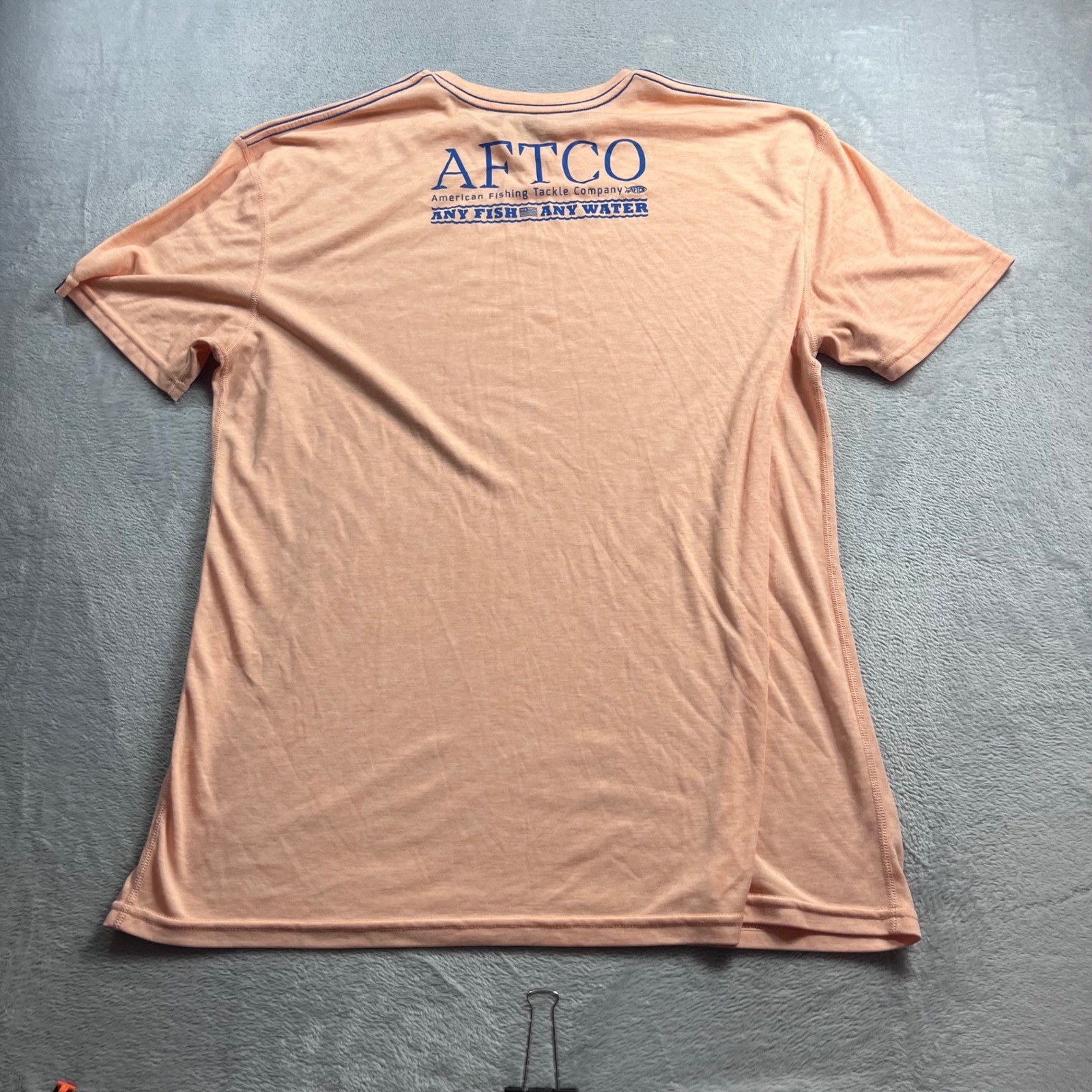 AFTCO Men XXL Peach Heather Performance T-Shirt Short Sleeve Fishing Graphic Tee gallery