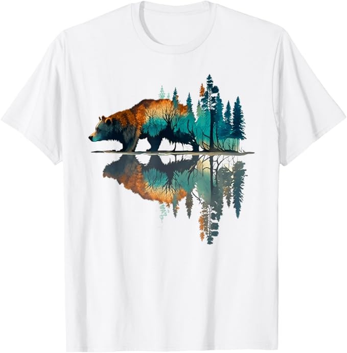 Trees Reflection Wildlife Nature Animal Bear Outdoor Forest Unisex T-Shirt