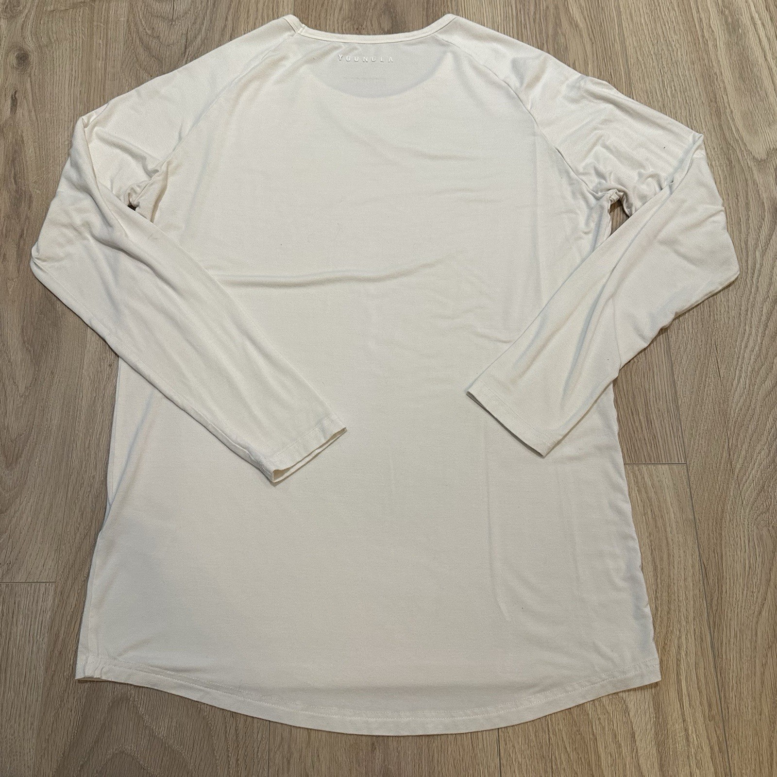 YoungLA Stretch Performance Long Sleeve Shirt Men Medium White Logo Supper Soft gallery