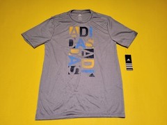 Adidas Men Go To Performance Tee Shirt Small Gray/Silver Graphics NWT FREE SHIP