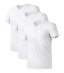 Men’s Undershirt Bamboo Rayon Moisture-Wicking White T-Shirts Stretch V-Neck …