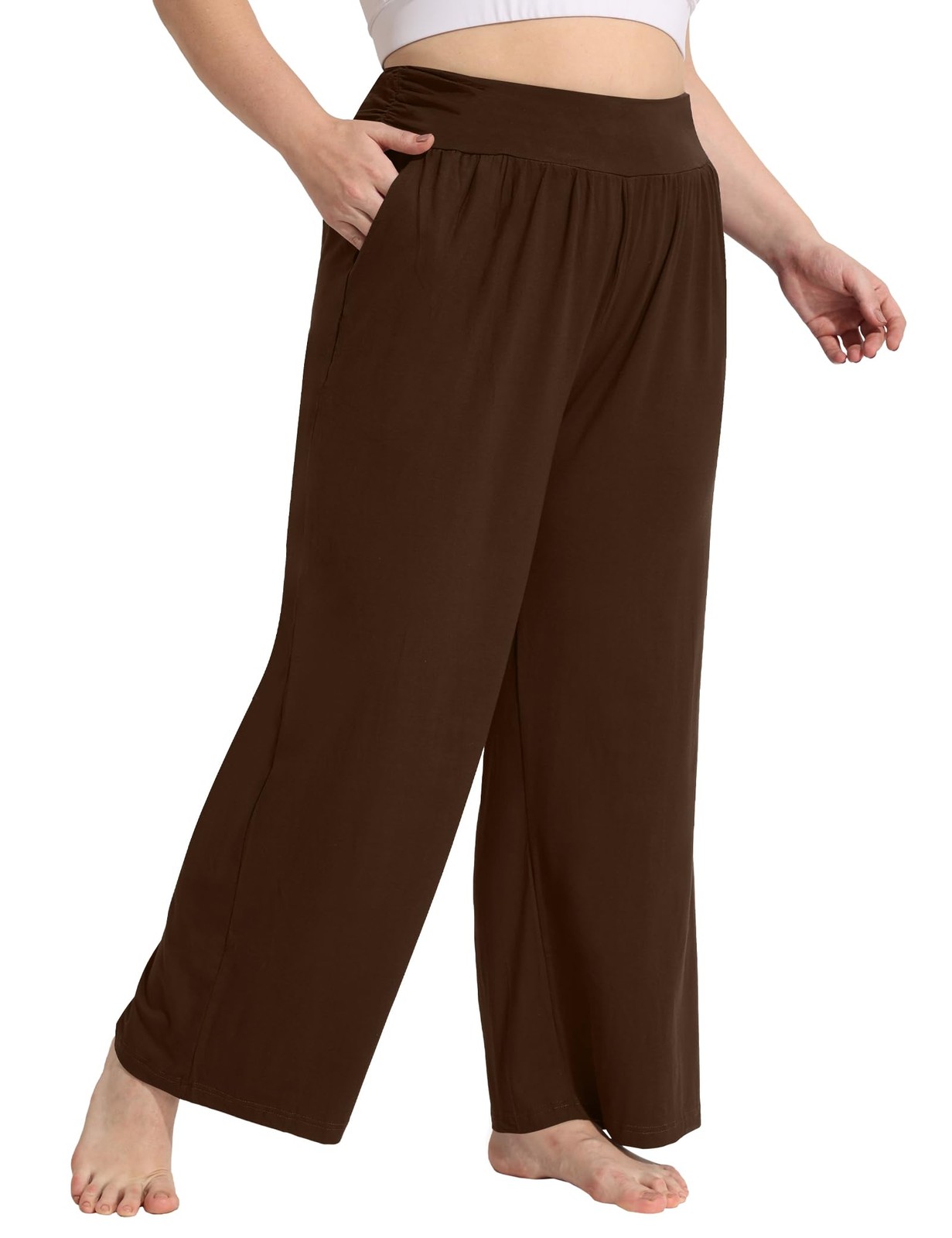 Plus Size Wide Leg Yoga Pants for Women Flowy Casual Lounge Pants Loose Pajam... gallery