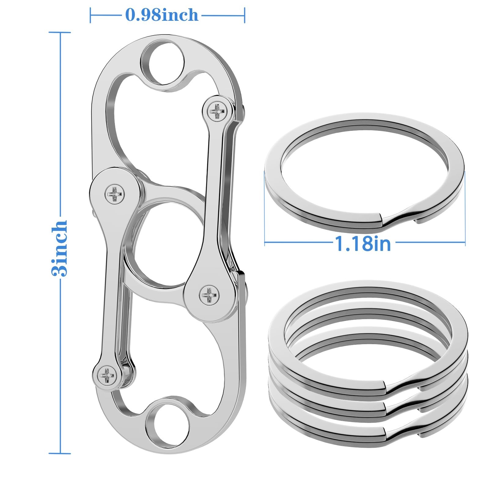 Heavy Duty Carabiner Clip Keychain Opener with 4 Key Rings for Men and Women gallery