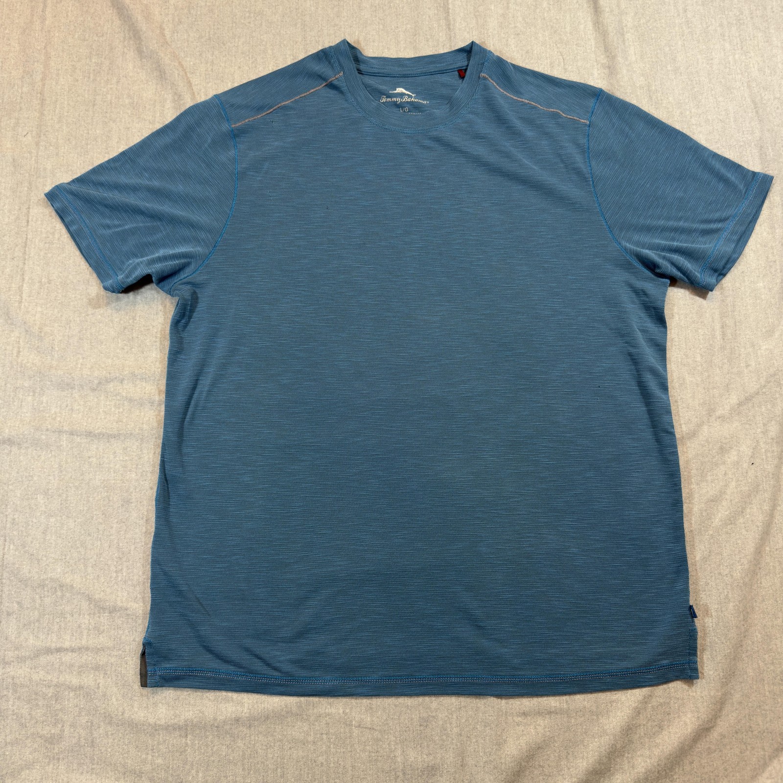 Tommy Bahama Shirt Mens Large Blue Lightweight TENCEL Polyester Performance Tee