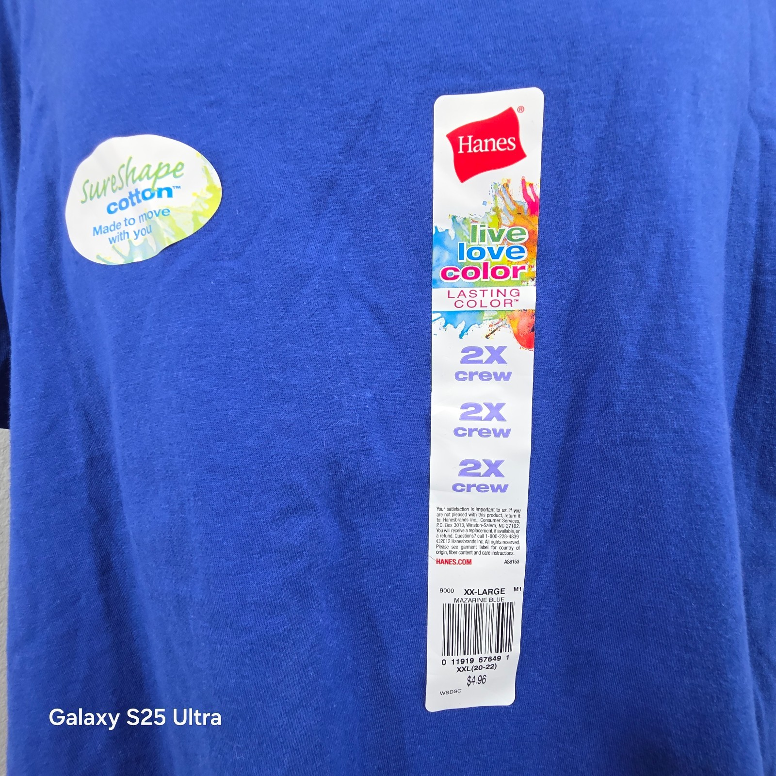 Hanes Men's Short Sleeve Blue T-Shirt Crewneck ComfortBlend Sz - 2XL gallery