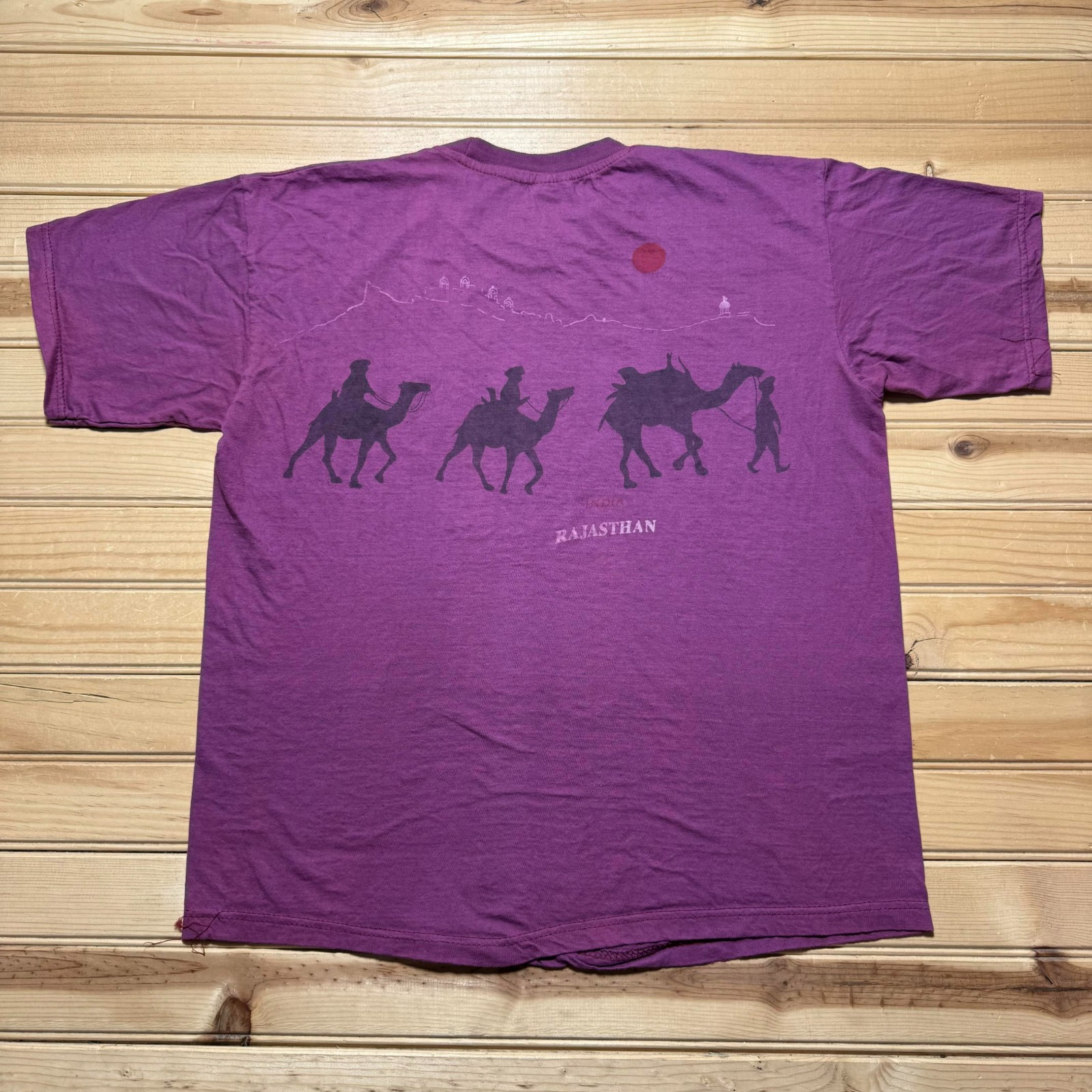 Vintage 80s 90s Rajasthan India Camel Thar Desert Tourist AOP Souvenir Shirt XL gallery