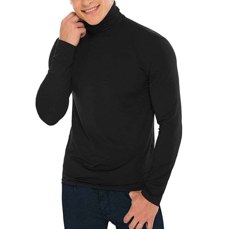 Men Mock Turtleneck T-Shirt Long Sleeve Pullover Seamless Undershirt Basic Tops gallery