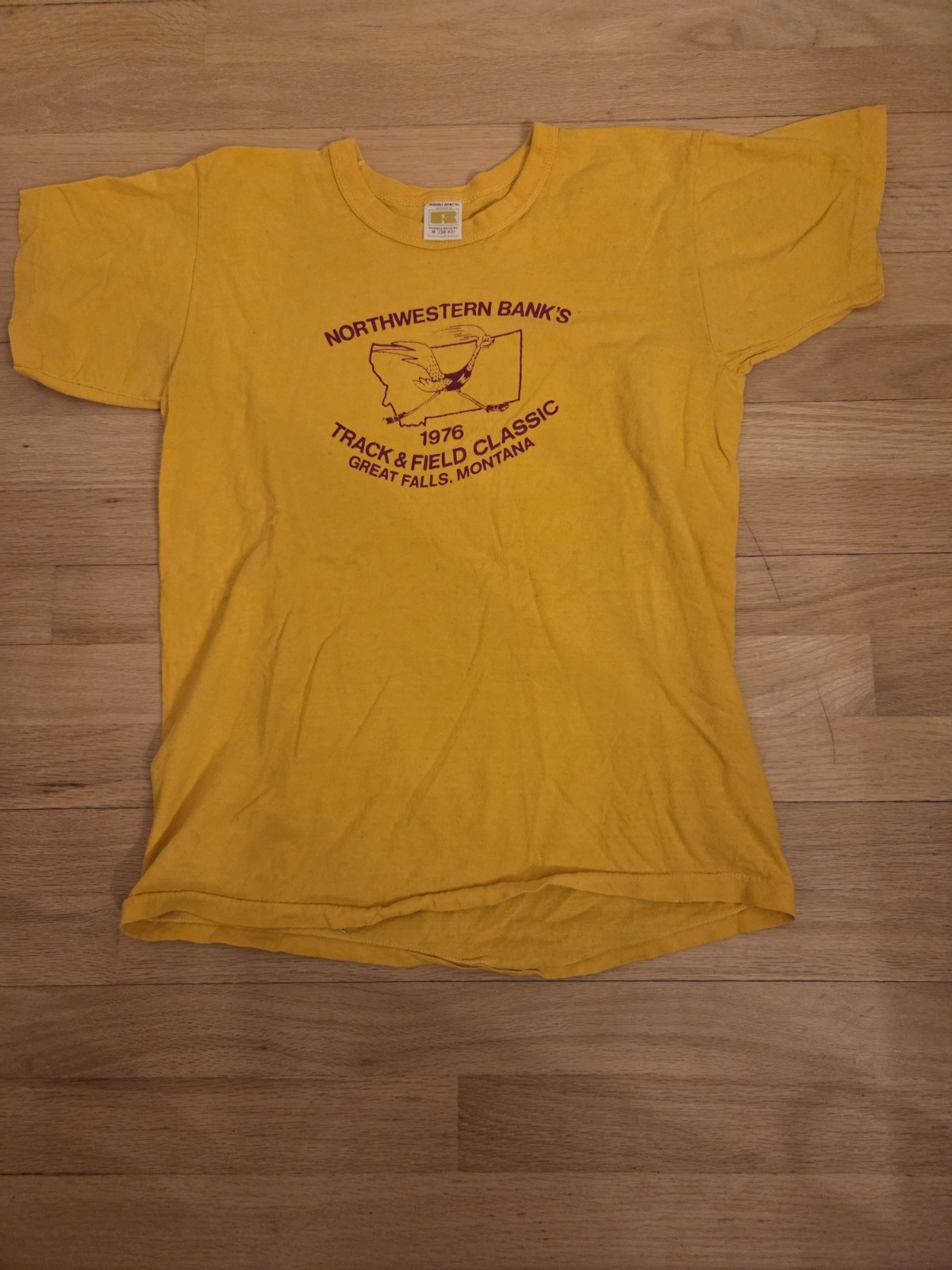 Russell Athletic 1976 Track & Field Classic Graphic Yellow Men's M Crew Neck Tee gallery